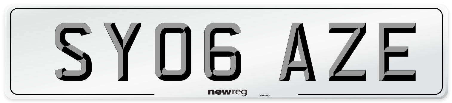 SY06 AZE Number Plate from New Reg